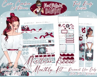 Erin Condren Monthly Kit (2021 & 2022) | Foil Ready | Printable Planner Stickers | Silhouette Cutfiles | Cricut PNG | PDF | Mistletoe Kisses