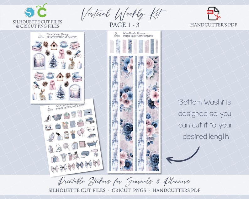 Printable Vertical Weekly Planner Sticker Kit - Winter's Song ...