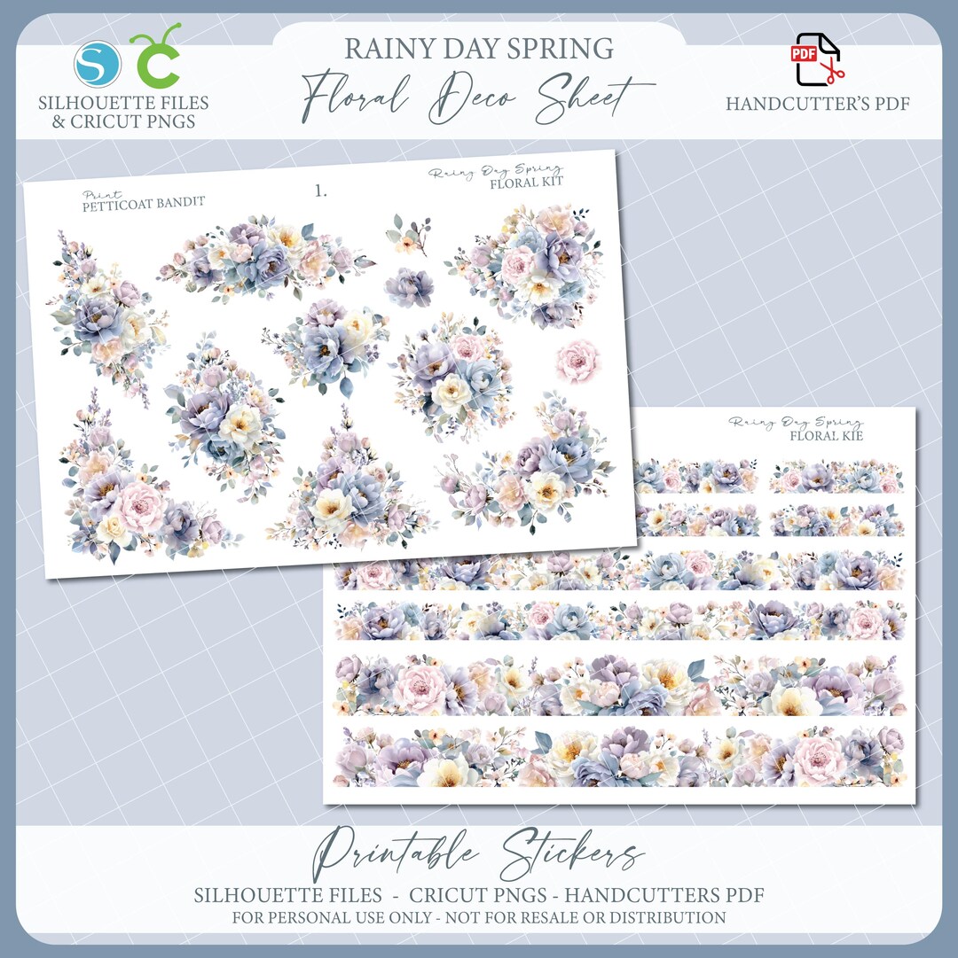 Printable Floral Kit - Spring Rain | Floral Journal Stickers | Winter ...