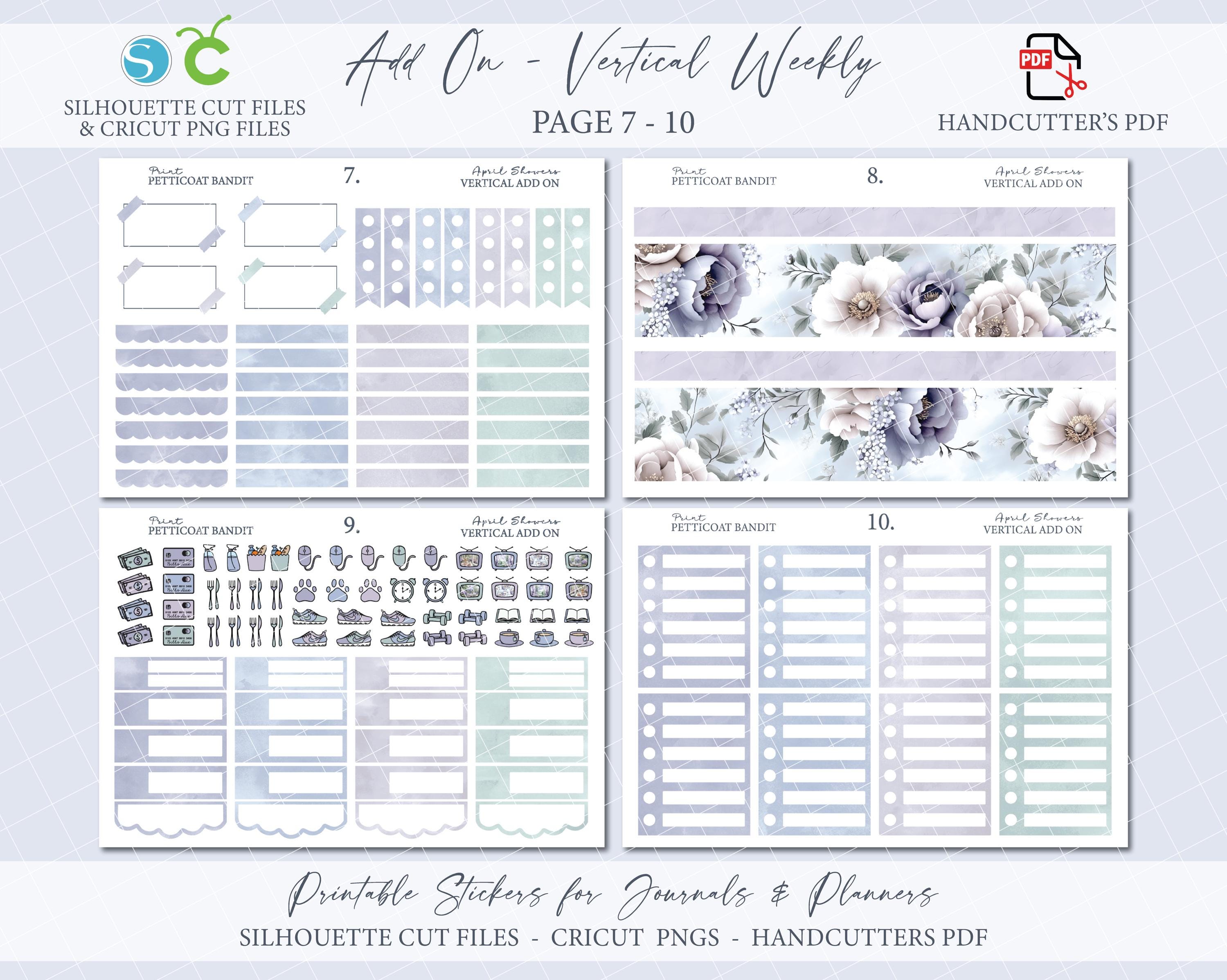 Spring Printable Add on Vertical Weekly Planner Sticker Kit - April ...