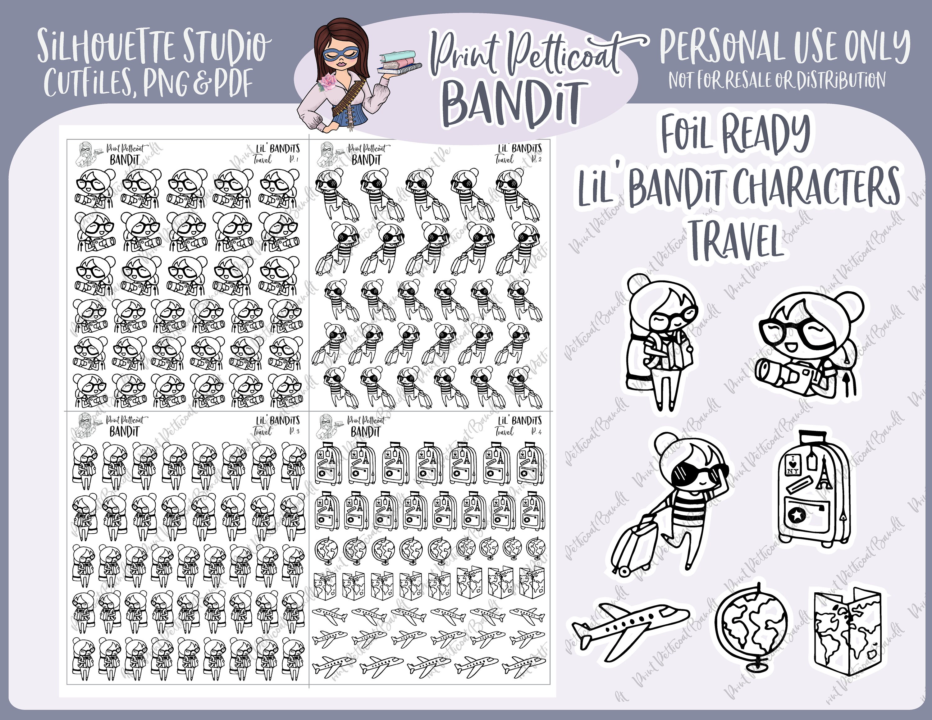 Stickers Silhouette Cut Files DIY Planner Stickers Good Day Foil Ready Lil/' Bandit Printable Character Stickers