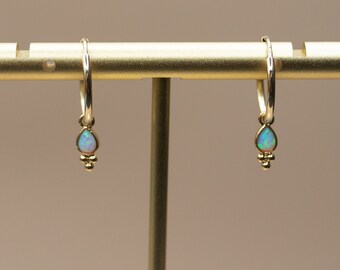 opal trio huggie hoop earrings, minimalist jewelry, wedding jewelry, bridesmaids,