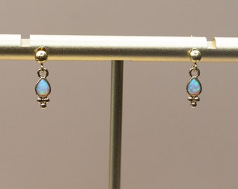 tiny gold studs, opal and gold dot trio, minimalist jewelry, waterproof, tarnish proof, sensitive ears