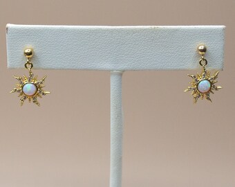 opal sunburst, gold studs, minimalist, celestial, waterproof jewelry, tarnish proof jewelry, gemstone jewelry, sensitive ears