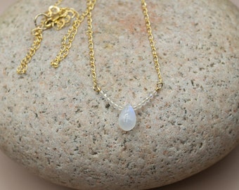 moonstone gemstone necklace, gold minimalist jewelry, dainty, wedding jewelry, bridesmaids, gifts for her