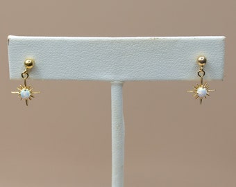 tiny North Star dangle drop stud earrings, minimalist studs, waterproof jewelry, sweat proof, nap studs