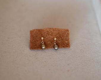 Small keshi pearl stud dangle earrings