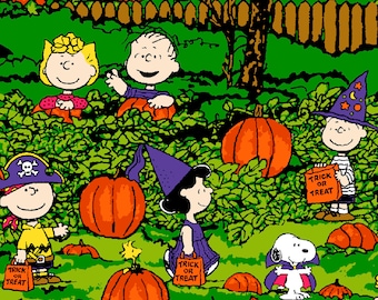 peanuts halloween fabric spooky night 42w 100 cotton fabric by the yard snoopy charlie brown linus lucy great pumpkin sewing