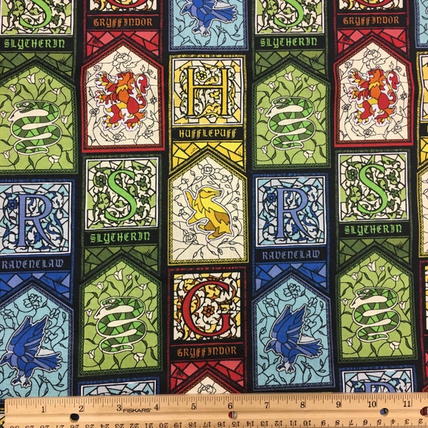 Harry Potter Crests by camelot fabrics, by the yard, 43" wide, 100% cotton, HP fabric, Harry Potter fabric, movie fabric, gryffindor