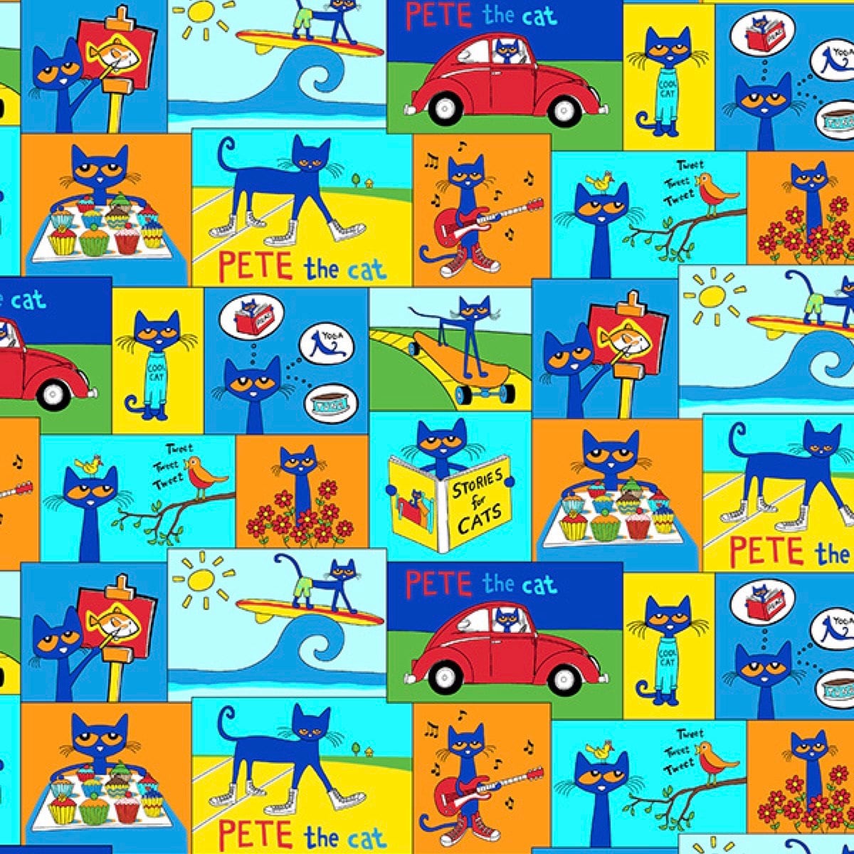 Pete the cat blocks multi by marcus fabrics 44 W 100 Etsy