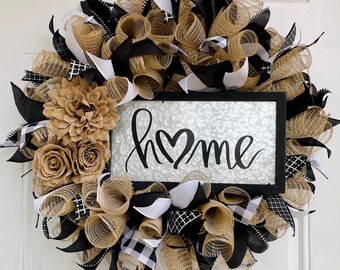 Black Front Door Wreath - Etsy