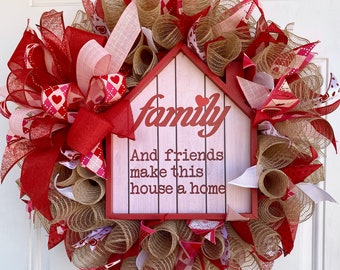 Valentines Day Wreath,Love Wreath,Red and White Wreath,Front Door Wreath, Red Heart Wreath,Red Burlap,Heart Wreath,Farmhouse Wreath