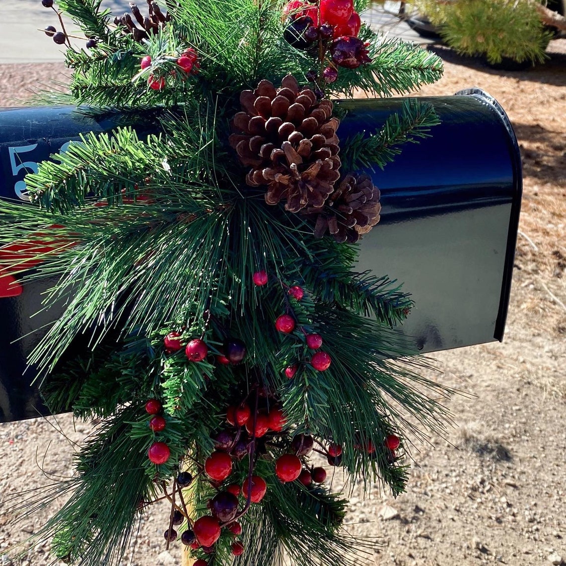 35 Inches Christmas Mailbox Swag Artificial Candy Green
