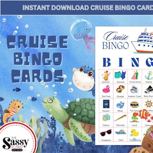 Cruise Bingo Cards | 5 Unique Cards | Instant Download | PDF & PNG Files | Fun Cruise Activity