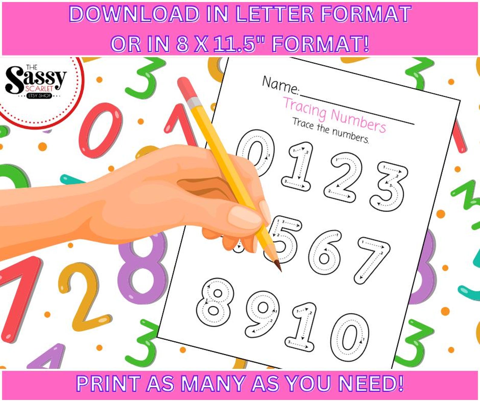 Printable Numbers Tracing Worksheets for Kids | Instant Download ...