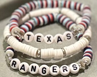 Texas Rangers Heishi Clay Bead Bracelet