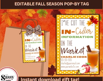 Fall Realtor Pop-By Tag | Cider Theme Marketing (Digital Download)