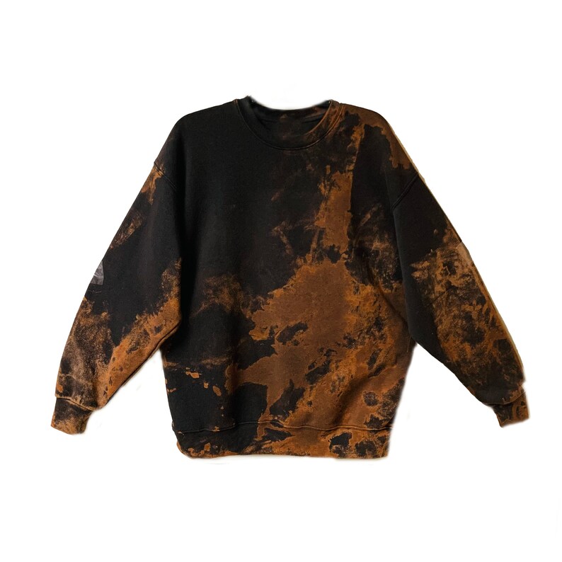 Reverse Bleached Tie Dye Gold Rock N Roll Mouth Pullover Sweatshirt Jumper