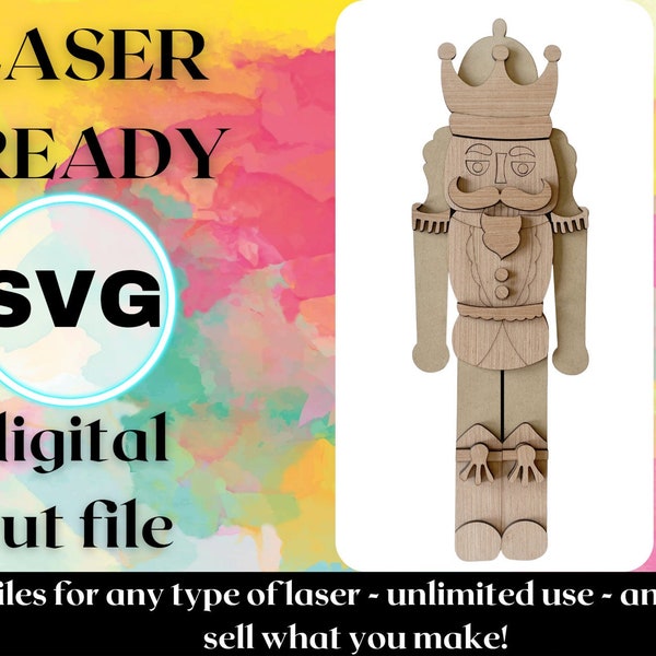 3D layered Nutcracker - Christmas, Digital Laser Cut SVG File, Glowforge, Home Decor,  Laser ready file