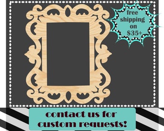 Fancy frame cutout- rectangle, bubble, swirl, decoration, wall, unfinished, ornate