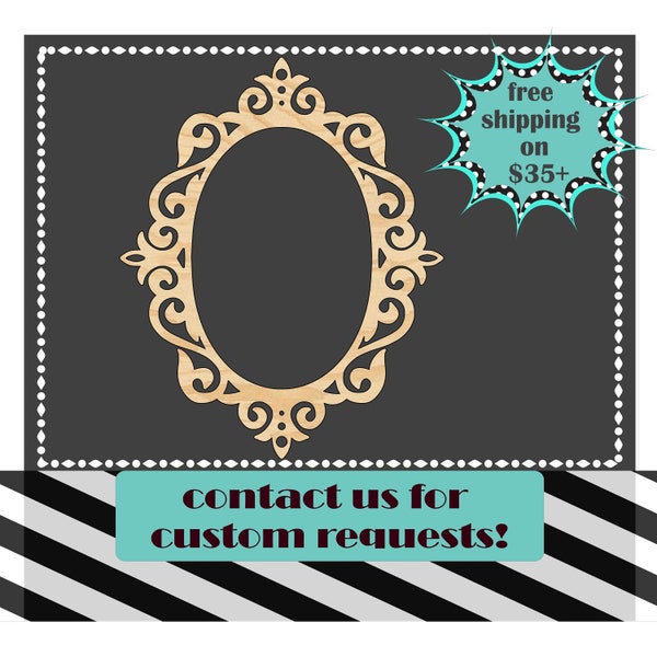 Fancy frame cutout- oval, decoration, wall, unfinished, ornate