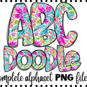 floral paisley doodle letters-  alpha Bundle, sublimation PNG, Patterned Numbers & Alphabet, tshirt, pattern