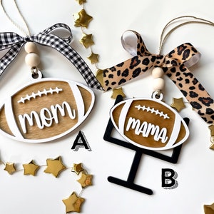 Football car purse charm - rearview mirror, sports, mom, label, tag, school, graduation