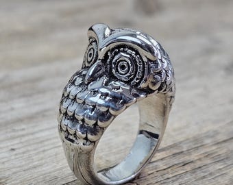 925 sterling silver owl ring, hollow design Silver Ring, Women ring, women jewelry. gift for her, owl jewelry , Ring size US 9