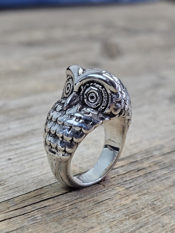 925 Sterling Silver Owl Ring, Hollow Design Silver Ring, Women