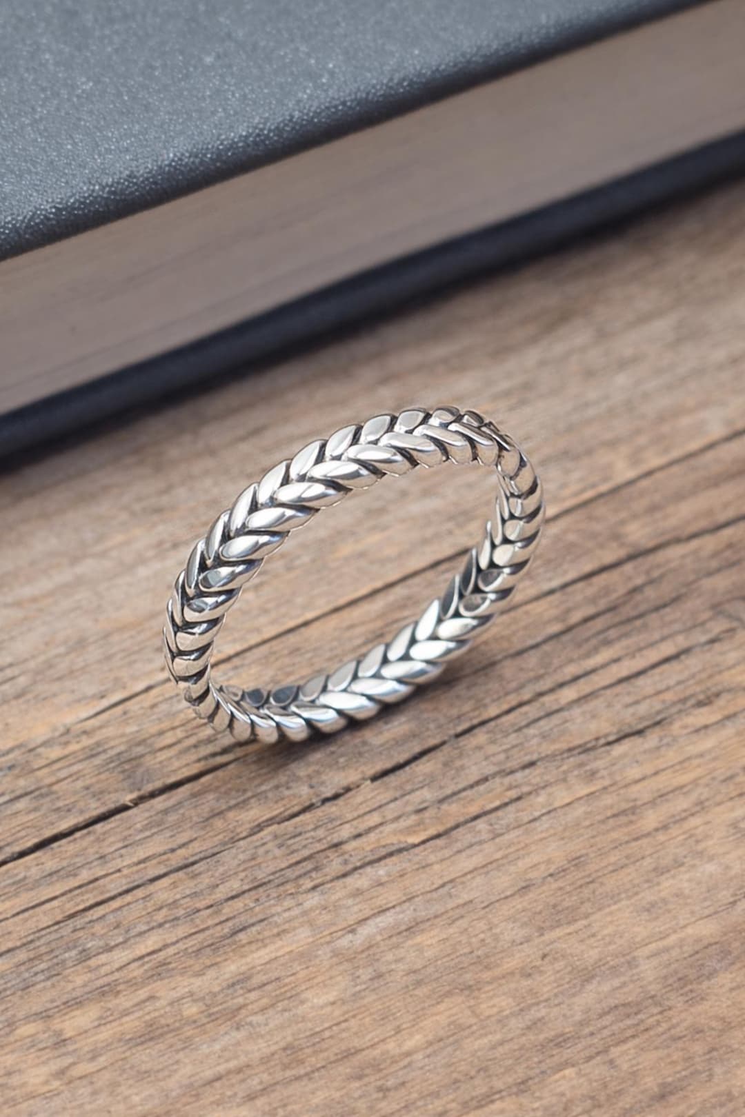 Silver Patterned Rings Braided Sterling Silver Ring | Wheat Pattern 925 Silver Band | Minimal ...