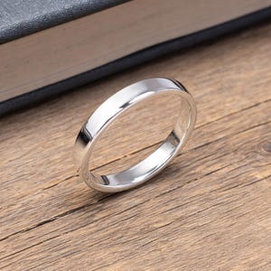 Bague unie en argent sterling massif 2 mm, bague en argent minimaliste, alliance empilable, bague simple de tous les jours, bague unisexe en argent 925