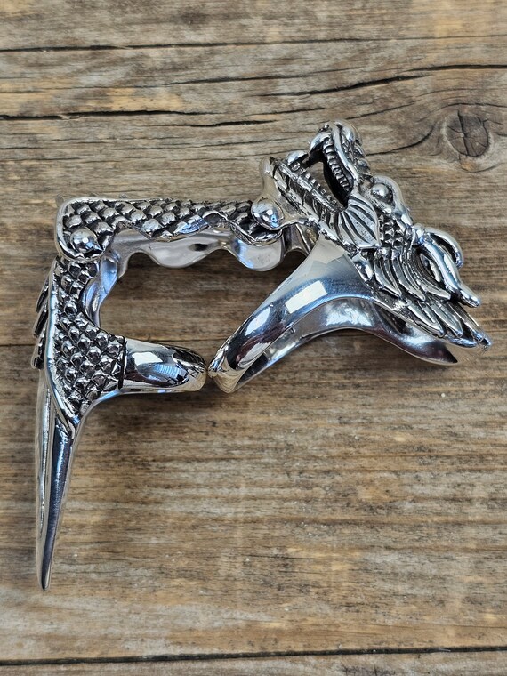 925 Sterling Silver Dragon Claw Armor Ring, Gothic Dragon Ring