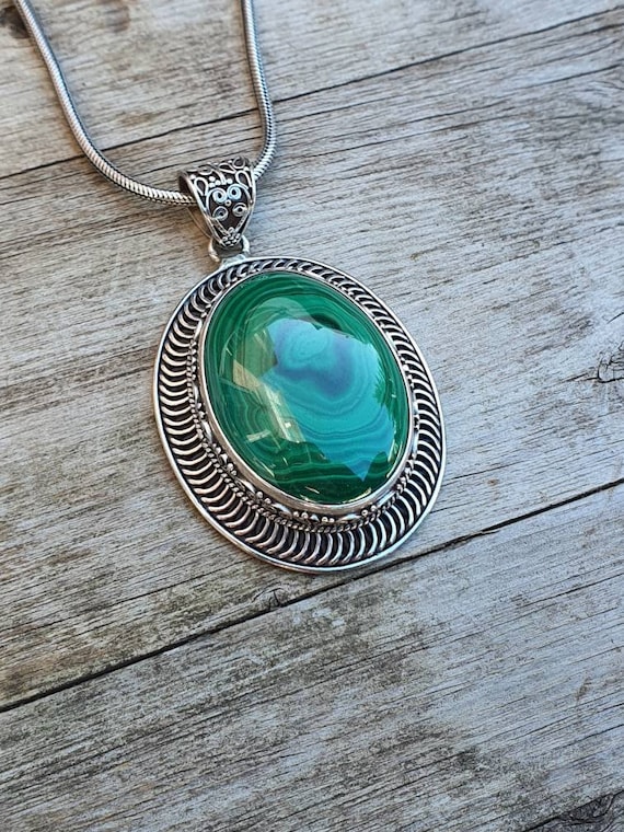 Azureite Malachite Filigree Necklace Sterling Silver Azureite Malachite Filigree Necklace Sterling Silver