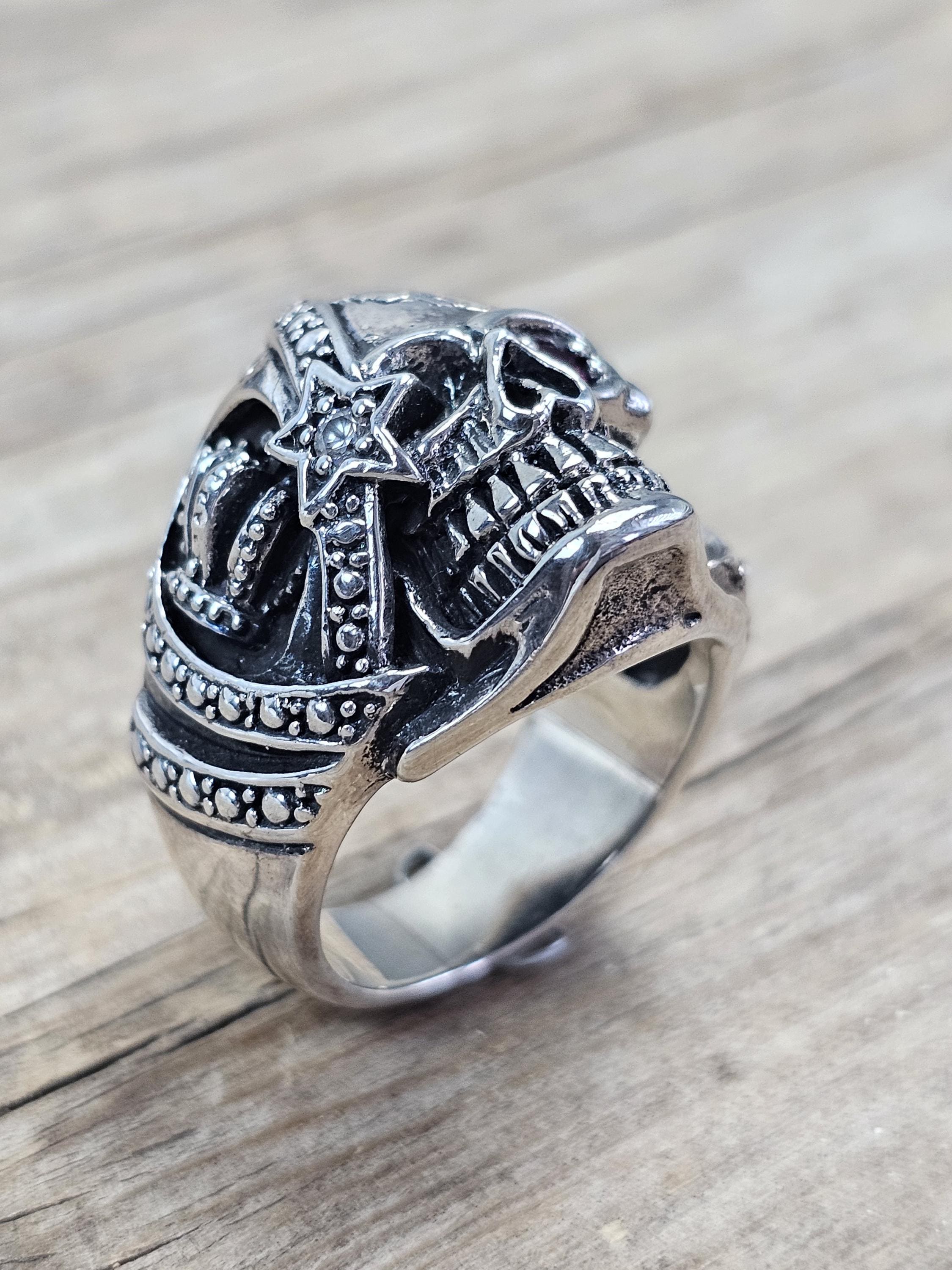 925 Sterling Silver Skull Ring, Gothic Design, Skull Ring