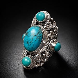 Türkis Ring, Großer Türkis Ring, Großer Türkis Ring, Großer Türkis Ring, Handgemachter Boho Ring