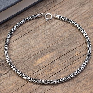 925スターリングシルバーチェーンブレスレット – ソリッド925シルバー編み込みリンクブレスレット – ユニセックスミニマルジュエリー、3mmスタッキングチェーンブレスレット