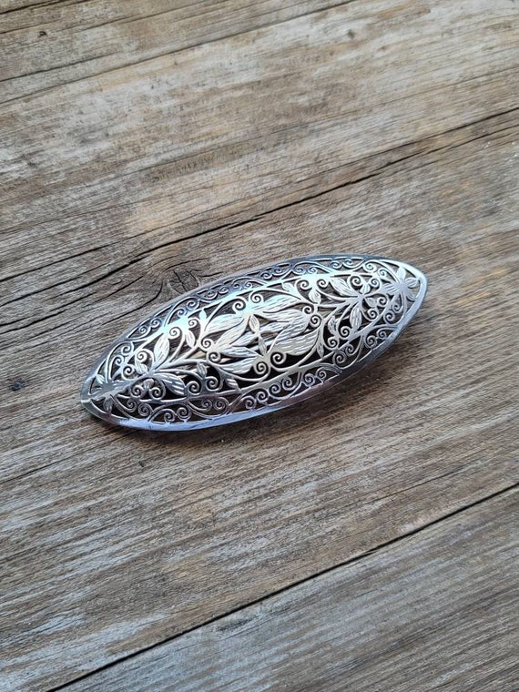 925 sterling silver Floral Bezel Hair clip Silver barrettes Gift for her Boho jewelry Anniversary gift silver jewelry