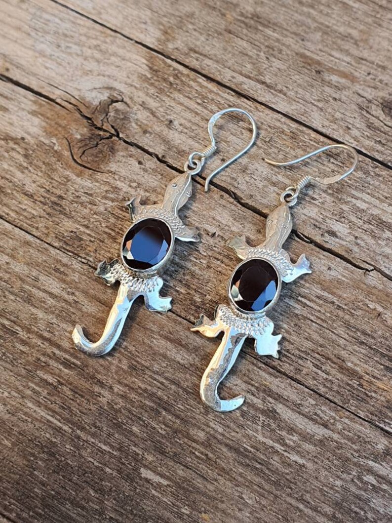 925 sterling silver Natural Gemstones Reptile Earring