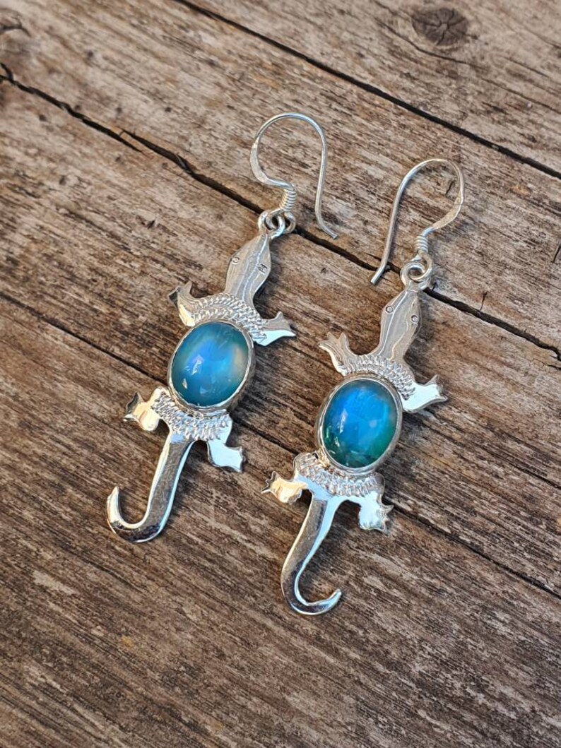 925 sterling silver Natural Gemstones Reptile Earring