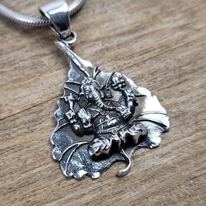 Lord Ganesh Leaf pendant, 925 sterling silver pendant, Ganesh jewelry, meditation jewelry, lord of the people