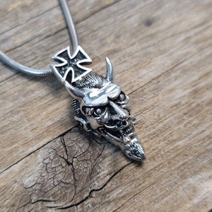 Colgante de cruz del diablo de plata de ley 925, colgante del diablo, colgante cruzado, joyería gótica, regalo de aniversario