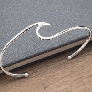 925 Sterling Silver Wave Cuff Bracelet | Minimalist Silver Bangle