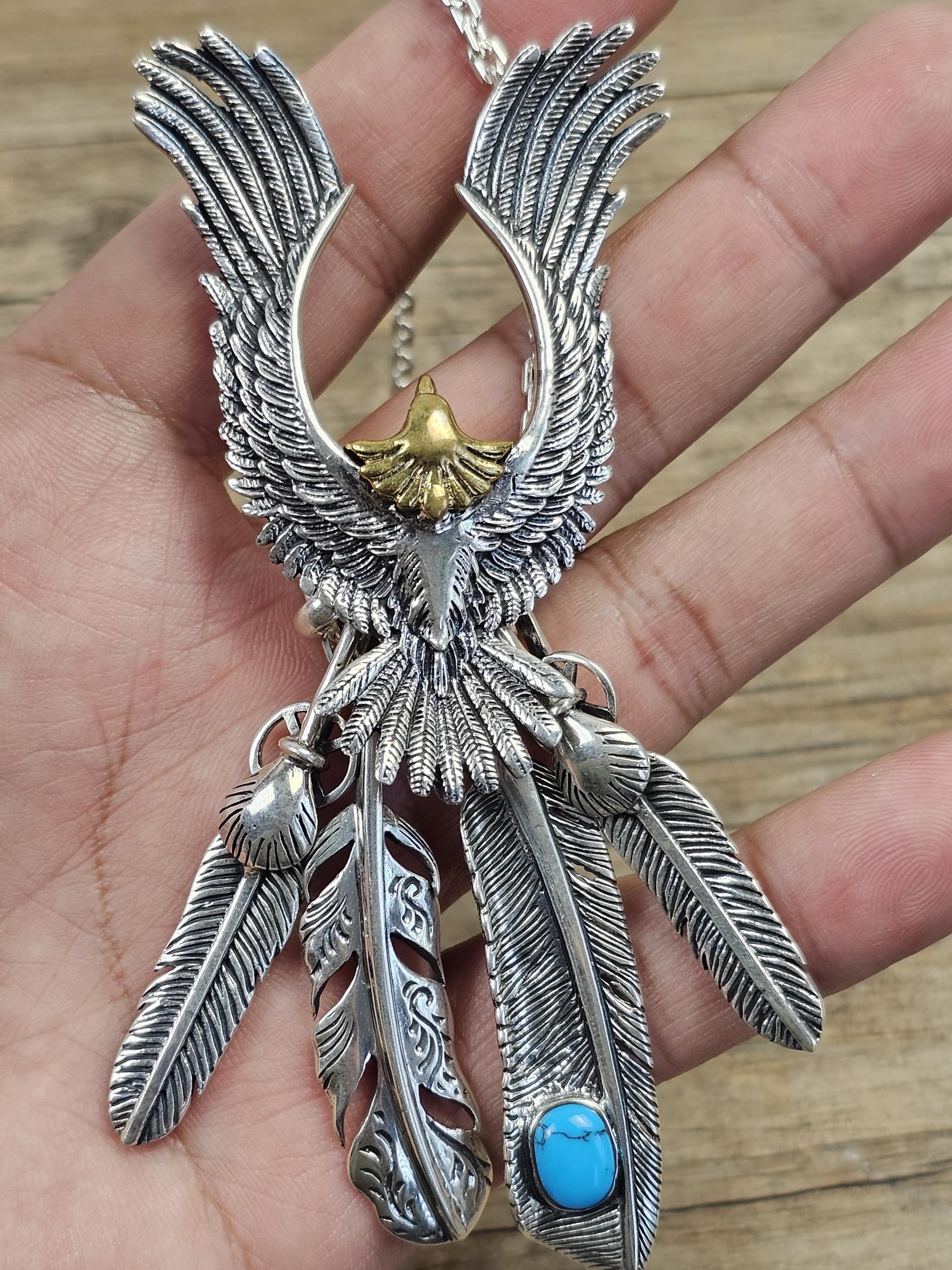 ネックレス・チョーカー BLENDOFF Downhill Eagle Necklace 925 Silver Oxidized Eagle Head Pendant Necklace - Sterling Silver