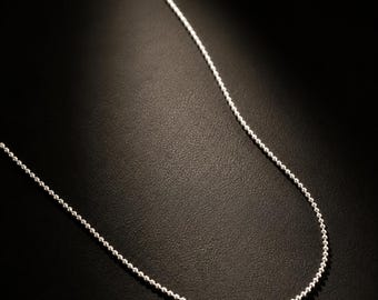 20 Inch Sterling Silver Ball Chain Necklace – 1mm Thin 925 Silver Bead Chain, Delicate Minimalist Pendant Chain