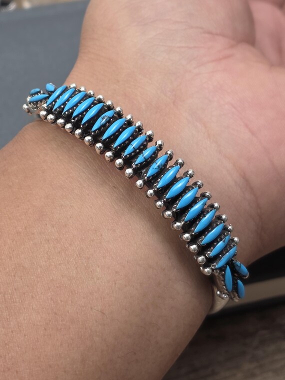 925 Sterling Silver Turquoise Needle Cuff Bracelet | 10mm Natural