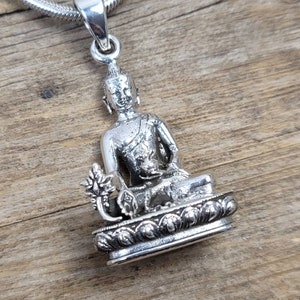 Buddha meditation pendant, 925 sterling silver pendant, buddha statue pendant, buddhism jewelry