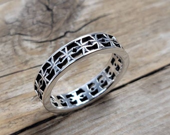 5mm cross band ring, 925 sterling silver ring, cross ring, silver ring, unisex ring, stackable ring