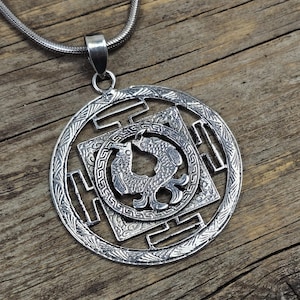 Pair of Fish Mandala Pendant, 925 sterling silver pendant, buddhism jewelry, meditation pendant, anniversary gift