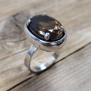 Oval Smoky Quartz ring, 925 sterling silver, smoky quartz ring, smoky quartz jewelry , silver jewelry, women jewelry
