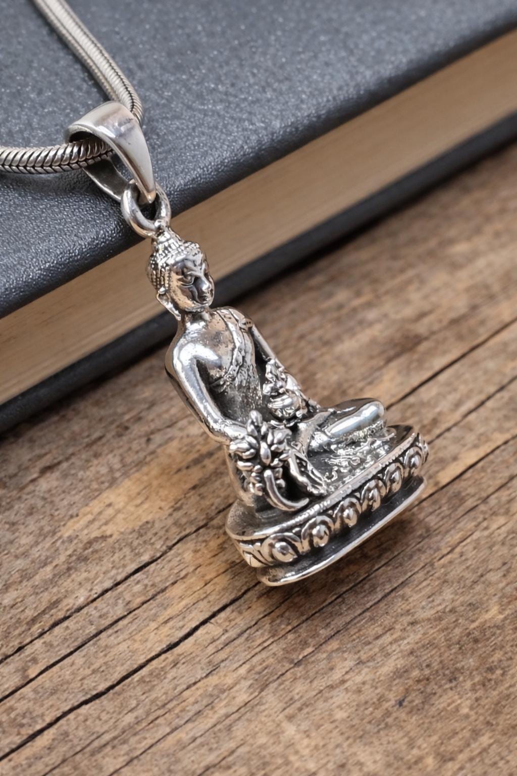 Solid 925 Sterling Silver Buddha Pendant – Handmade Meditation